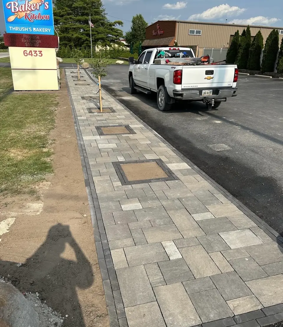 Paver walkway along a commercial property